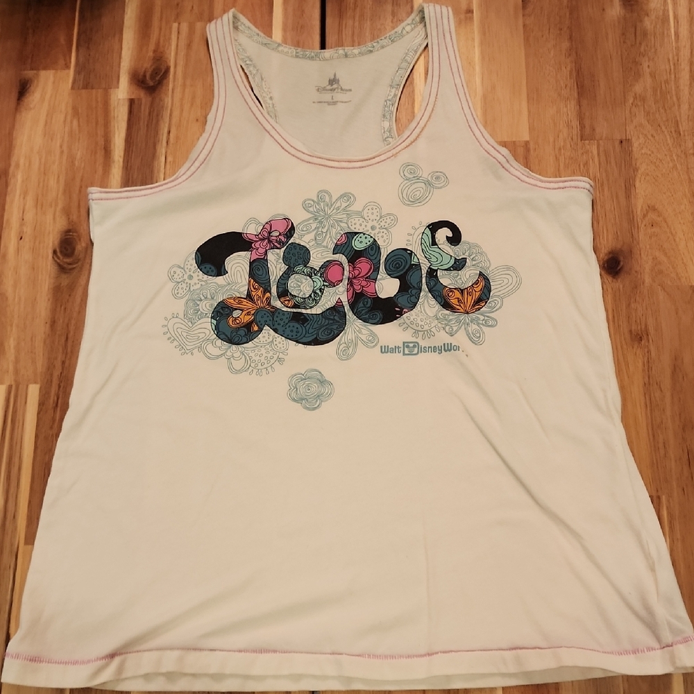 Disney Parks Women's Cream Racerback Graphic Tank Top - Size L
